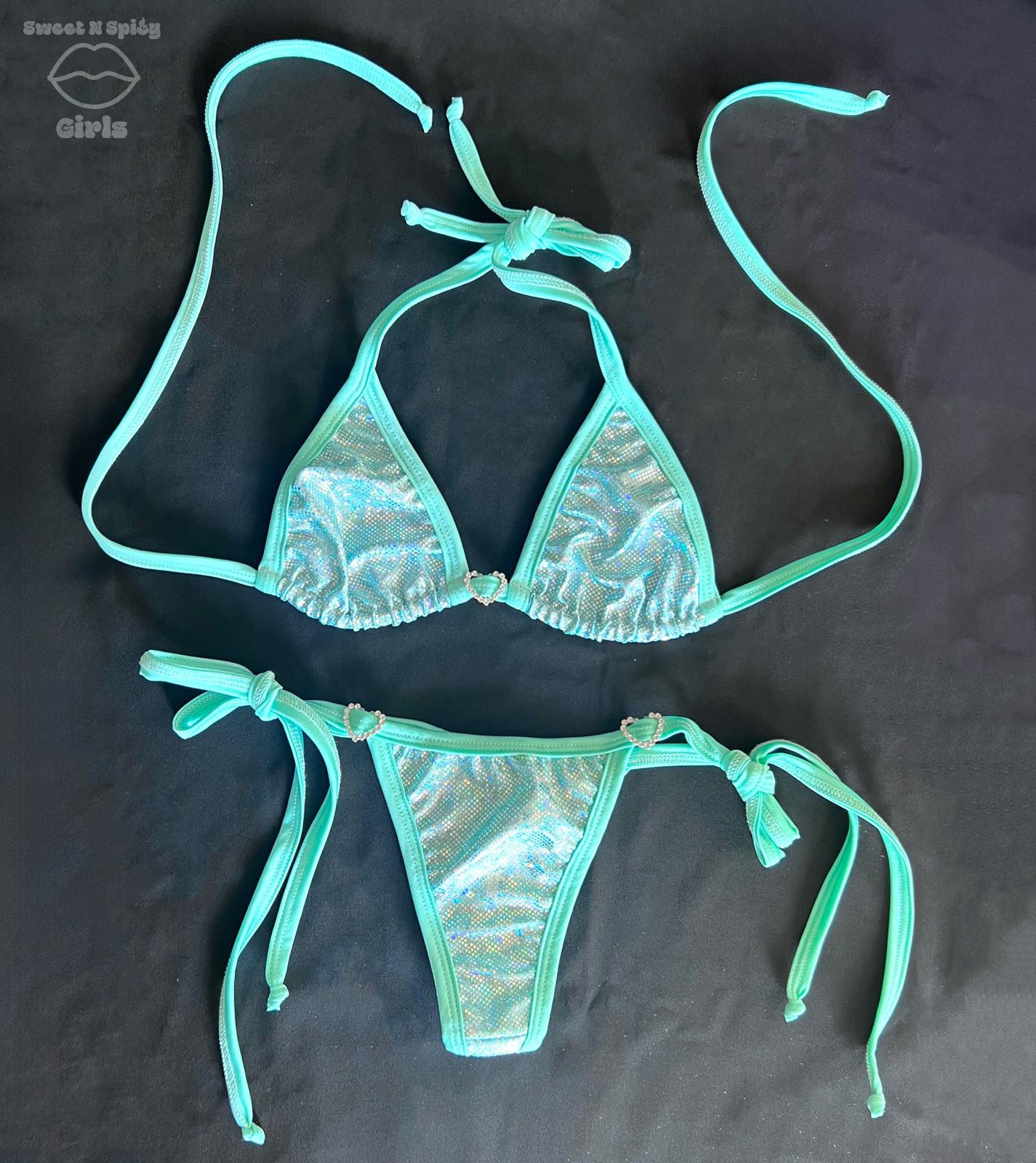 Hologram/Turquoise Bikini Set