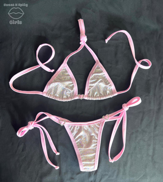 Hologram/Baby Pink Bikini Set